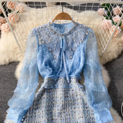 Ollie Embroidered Lace Tweed Dress